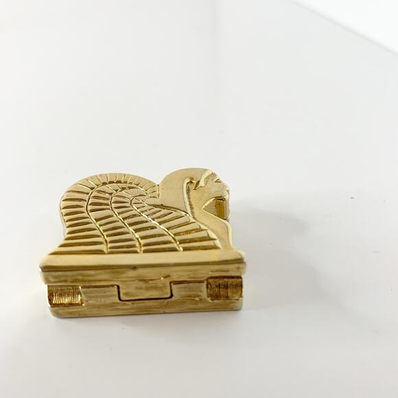 Vintage Sphinx Pavot Amun Solid Perfume Compact Gold Tone Egyptian Figural Rare - Picture 5 of 9